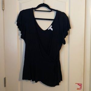 Black faux wrap shirt